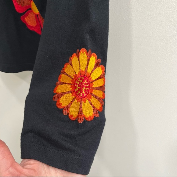 Michael Simon "lite" Black Cardigan Jacket Embroidered Fruit Novelty Print Large - Picture 6 of 8